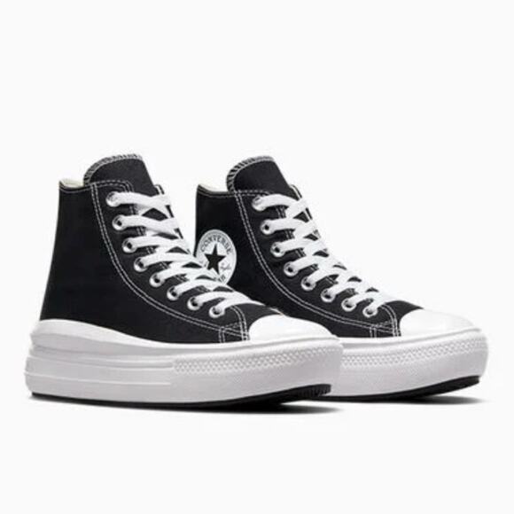 NEW CONVERSE HIGH TOP MOVE PLATFORM BLACK WHITE SZ 8.5 - Picture 8 of 10